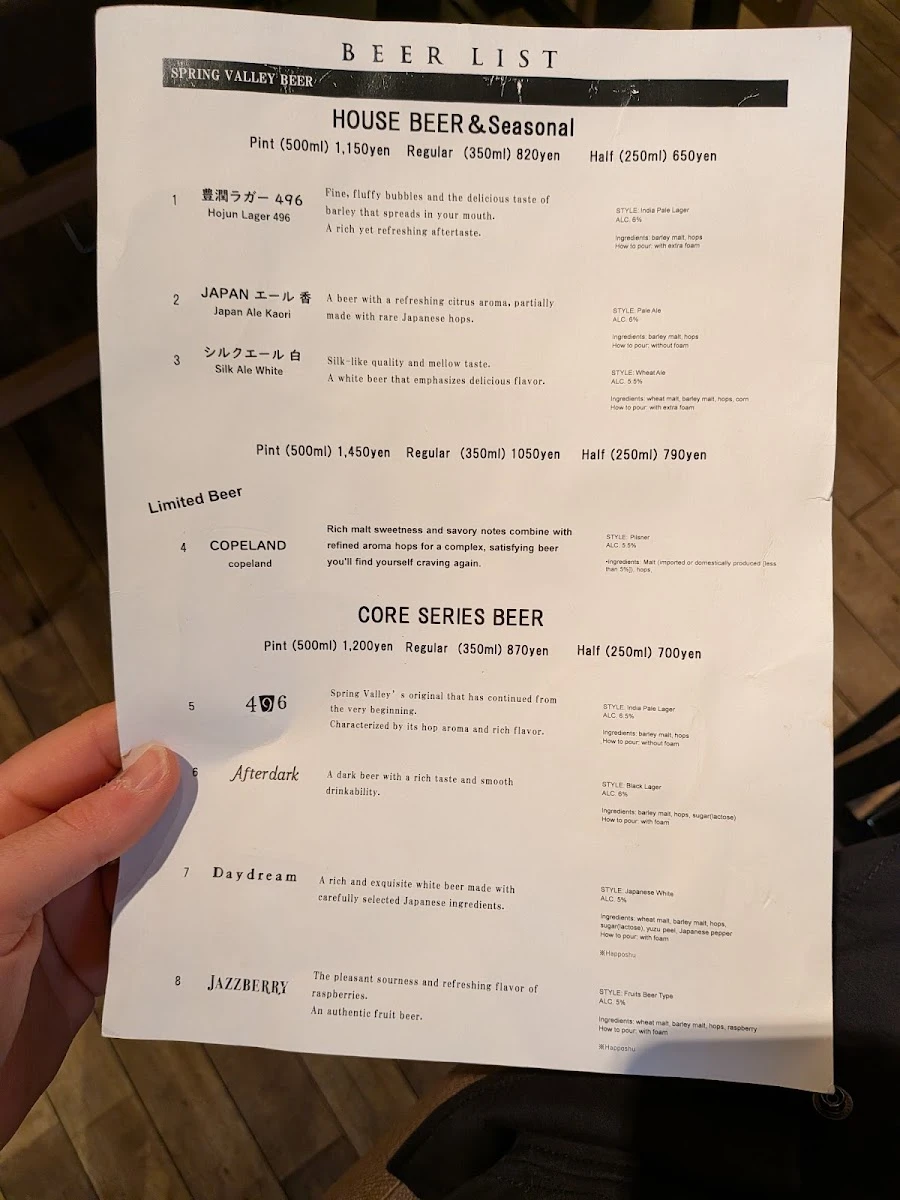 SPRING VALLEY BREWERY Kyoto 메뉴 사진 4